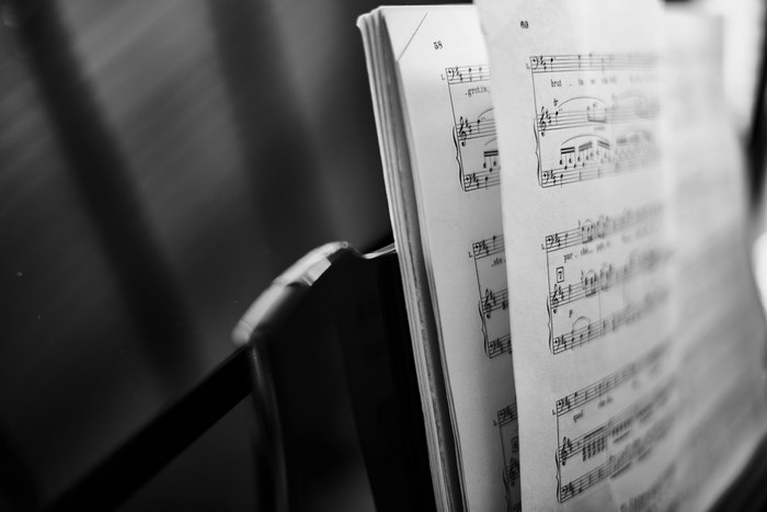 Sheet music on a stand