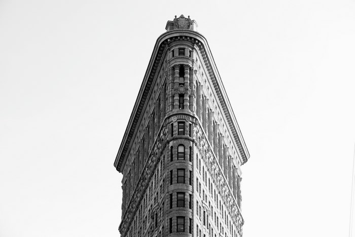 Black and White Flatiron Building in New York City