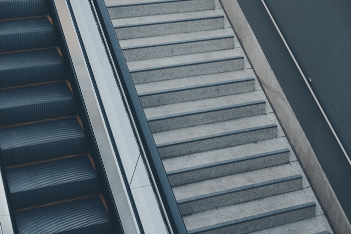 Escalator and stairs in Cologne, Germany