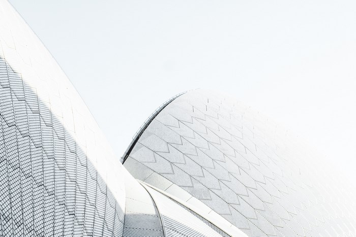 Sydney Opera House architecture with sunlight and shadows