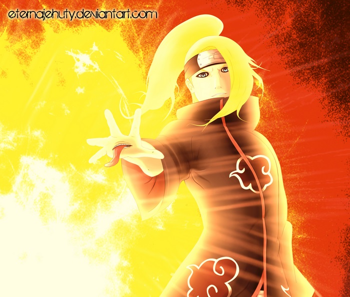 Deidara from Naruto with explosion