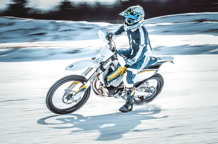 Husqvarna motorcycle rider on ice