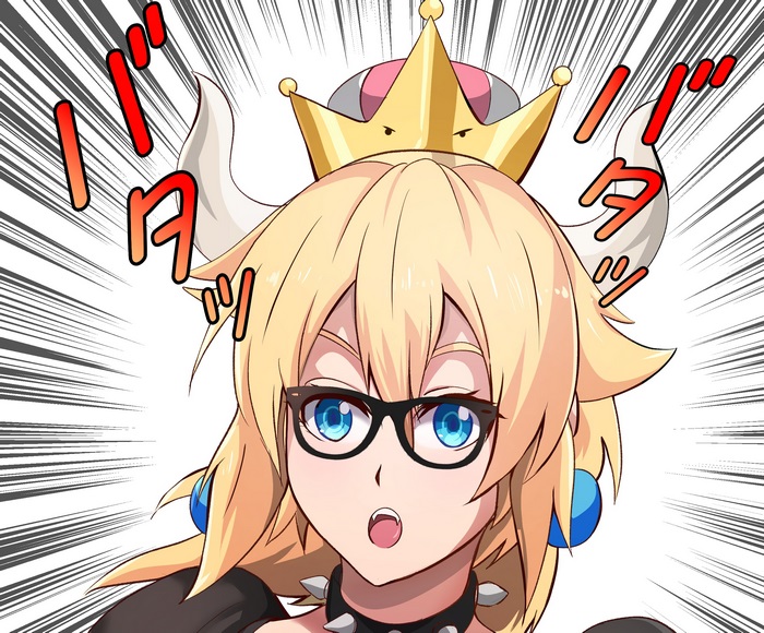 Bowsette with glasses and crown