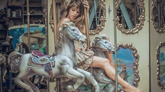 Woman on a Carousel in Buenos Aires, Argentina