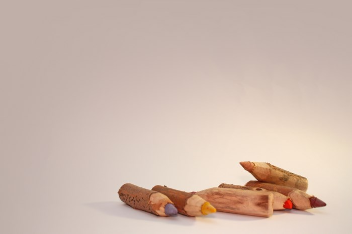 Pile of natural wood colored pencils
