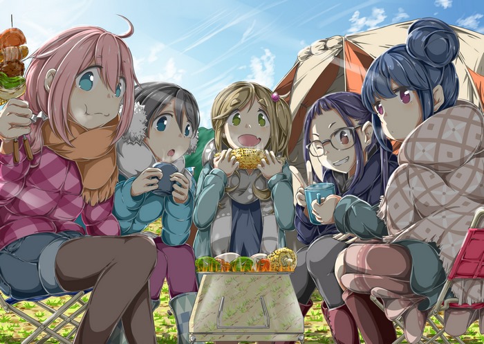 Girls Camping and Eating Food