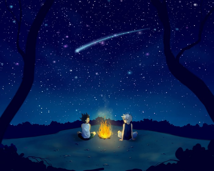 Killua and Gon Stargazing by Campfire