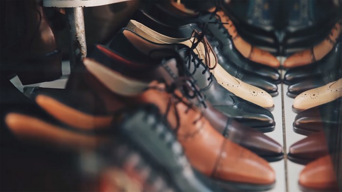 Row of Classic Leather Dress Shoes in Shop Window
