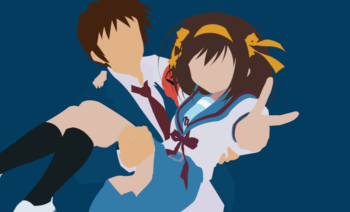 Haruhi Suzumiya and Kyon from The Melancholy of Haruhi Suzumiya