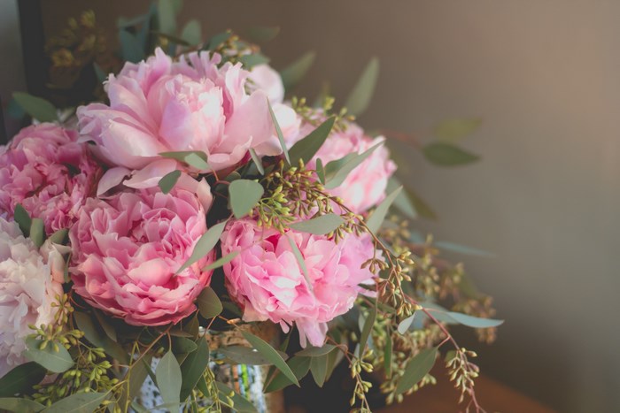 Pink Peony Bouquet with Eucalyptus