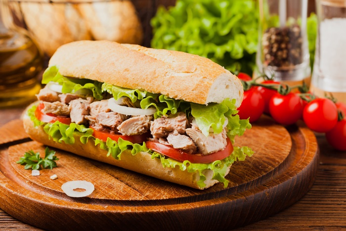 Fresh Tuna Sandwich with Lettuce and Tomato