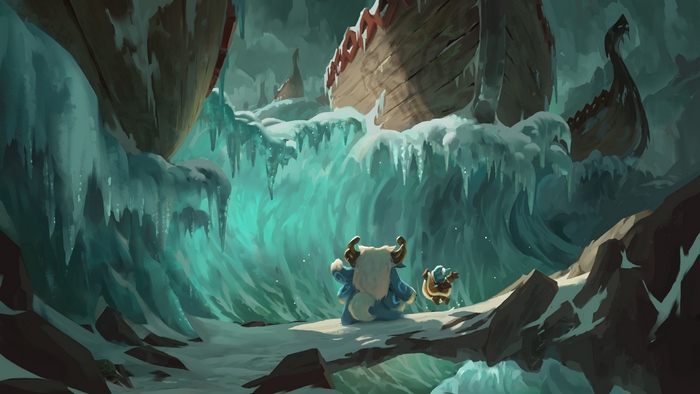 Nunu and Willump from League of Legends in a frozen landscape