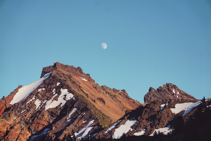 Mt. Broken Top with Moon in the Sky