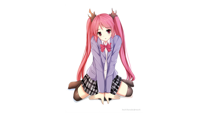 Anime girl with pink hair in school uniform