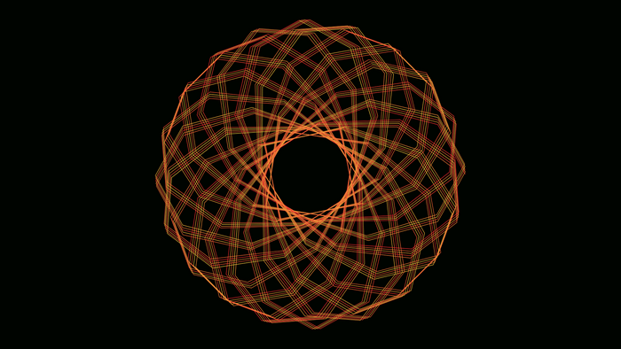 Orange and yellow geometric pattern on black background