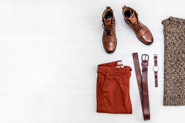 Men's Casual Outfit Flat Lay with Boots and Sweater