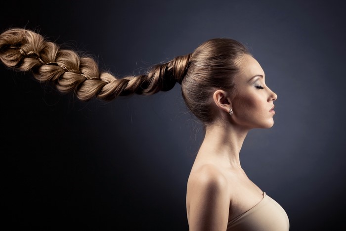 Profile of Woman with Long Braided Hair