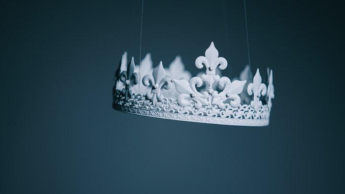 White crown with fleur de lis suspended