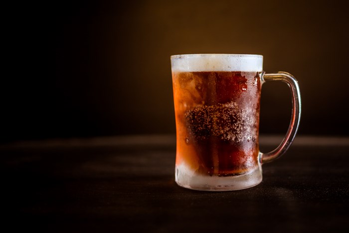 Cold beer in a frosted mug