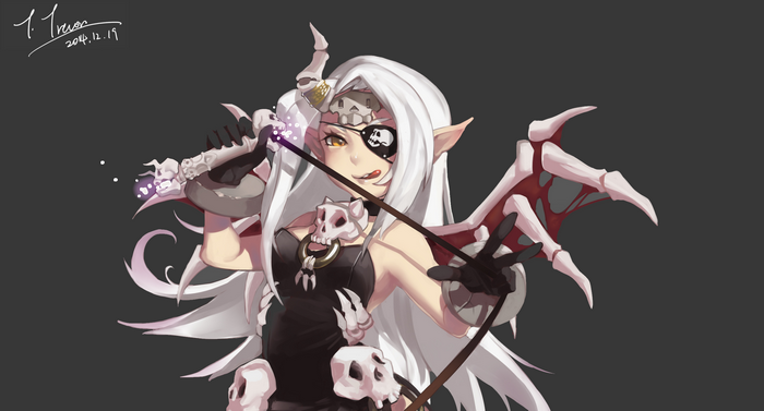White-Haired Elf Warrior with Bone Staff