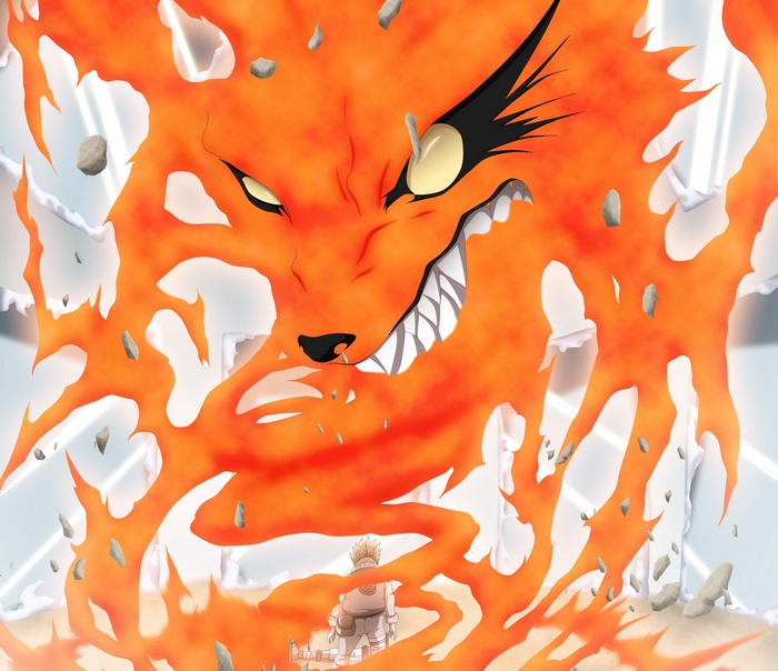 Kurama’s Fiery Manifestation with Naruto Uzumaki
