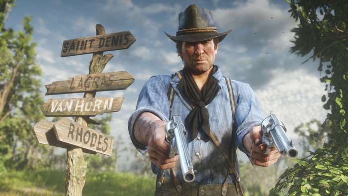 Arthur Morgan with Pistols in Red Dead Redemption 2