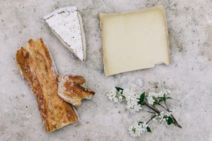Baguette, Brie, and Cheese with Flowers