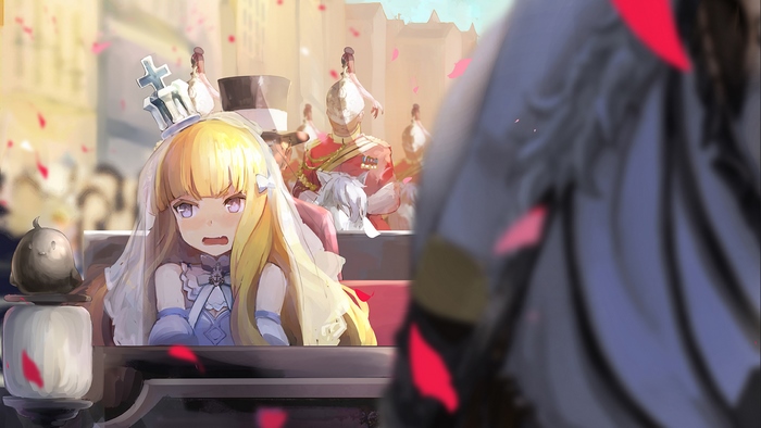 Queen Elizabeth from Azur Lane in a carriage