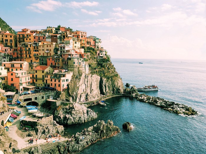 Colorful houses on a cliffside in Cinque Terre, Italy