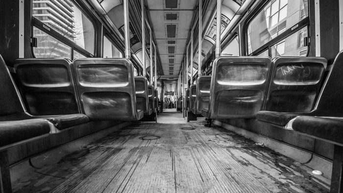 Interior of an empty Toronto TTC streetcar