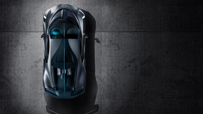 Bugatti Divo supercar from a top-down perspective