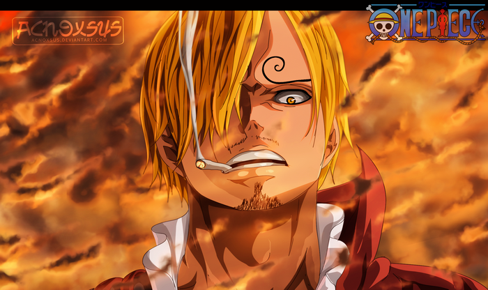 Sanji from One Piece with Fiery Sky