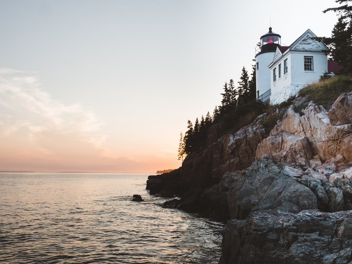 Bass Harbor Head Light Station at sunset