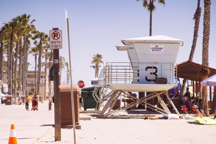 Lifeguard tower number 3 on a sunny beach
