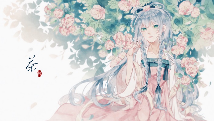 Luo Tianyi with pink flowers