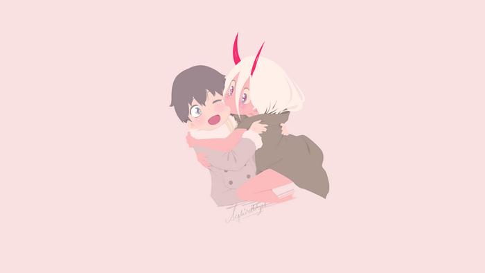 Hiro and Zero Two from Darling in the FranXX