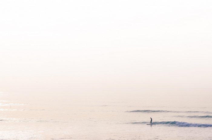 Surfer on a wave in the ocean