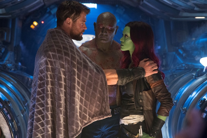 Thor, Drax, and Gamora from Guardians of the Galaxy