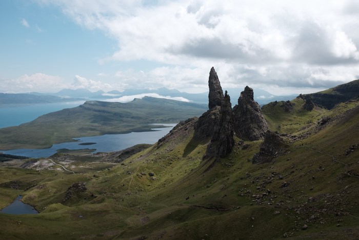 Rocky peaks and lakes in the Scottish Highlands