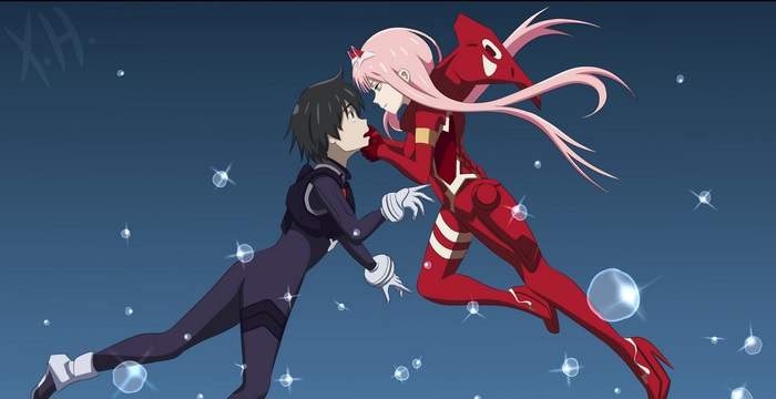 Hiro and Zero Two from Darling in the FranXX
