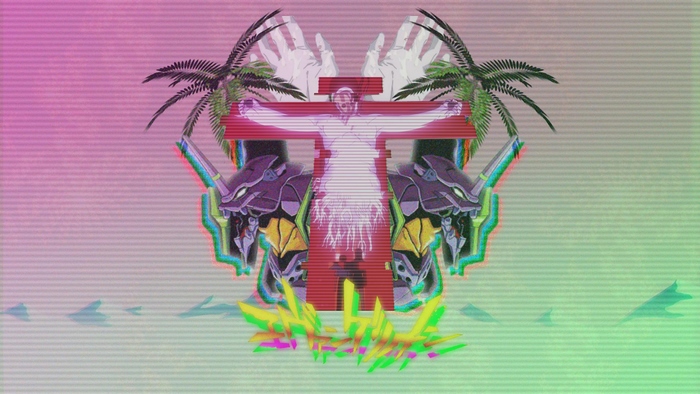 Jesus on Cross with Evangelion Units