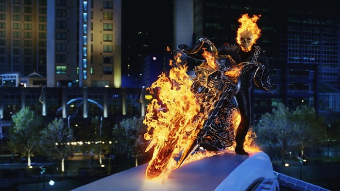 Ghost Rider on a flaming motorcycle