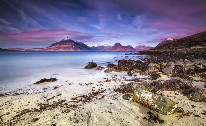 Long exposure of the Cuillin mountains on Skye, Scotland