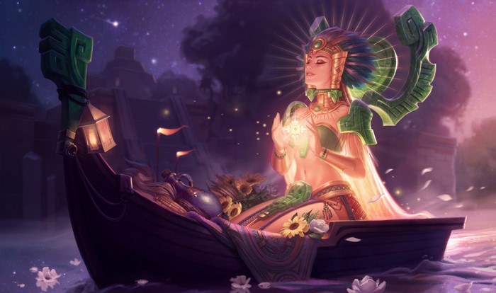 Karma from League of Legends in a boat