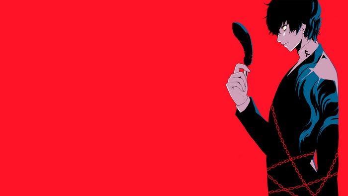 Joker from Persona 5 holding a feather