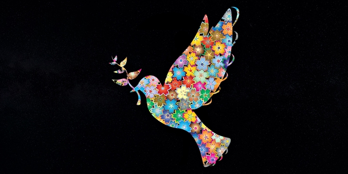 Dove with flowers and olive branch