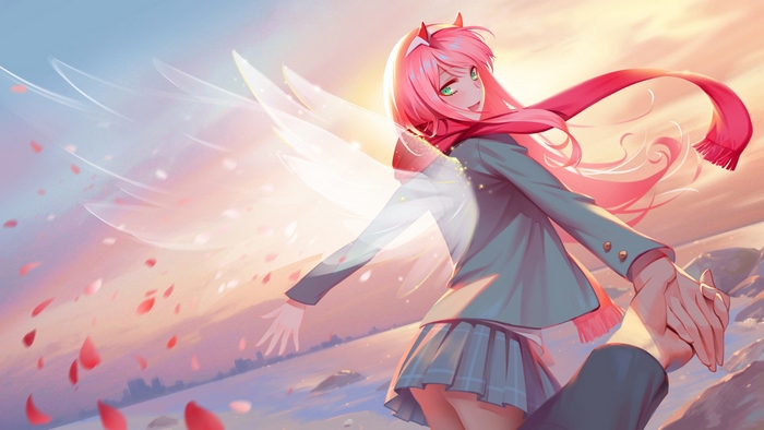 Zero Two from Darling in the FranXX with Wings