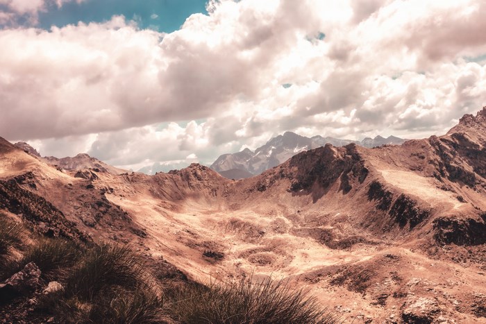 Mountain landscape in Trentino, Italy with clouds