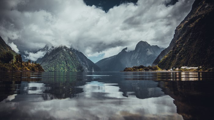Milford Sound, New Zealand: Mountains Reflected in Water