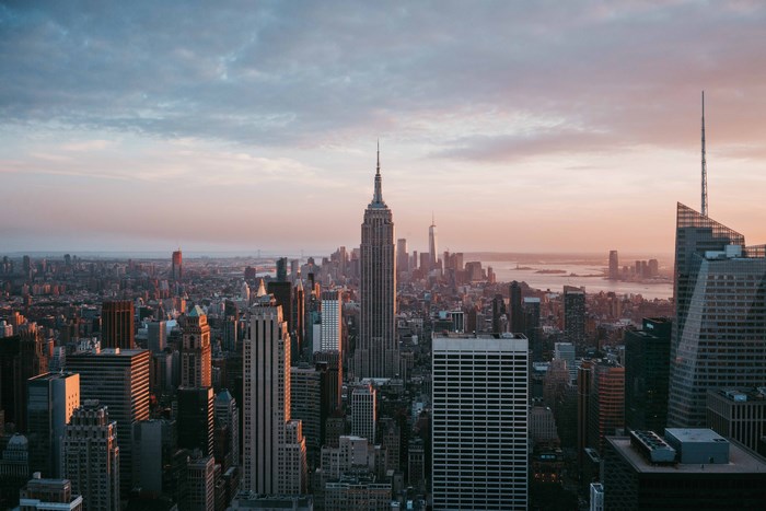Empire State Building and New York City Skyline at Sunset